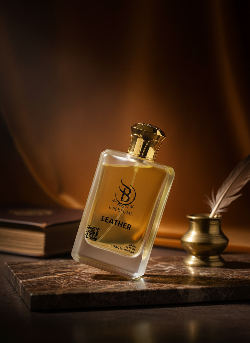 Ecom Model Studio example: a perfume bottle in an editorial scene
